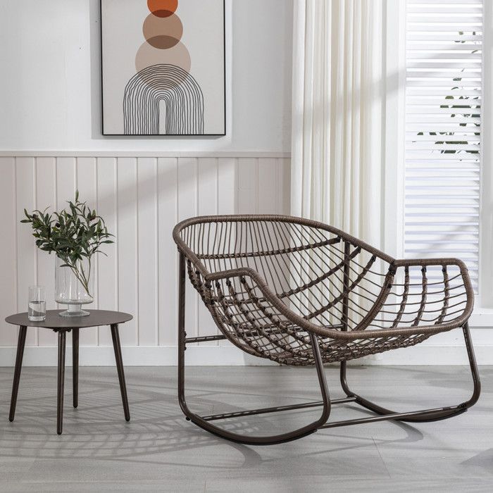 Fauteuil à Bascule Surdimensionné Avec Coussin épais 16cm - Charge 205kg, Cadre Métal, Pour Intérieur/extérieur