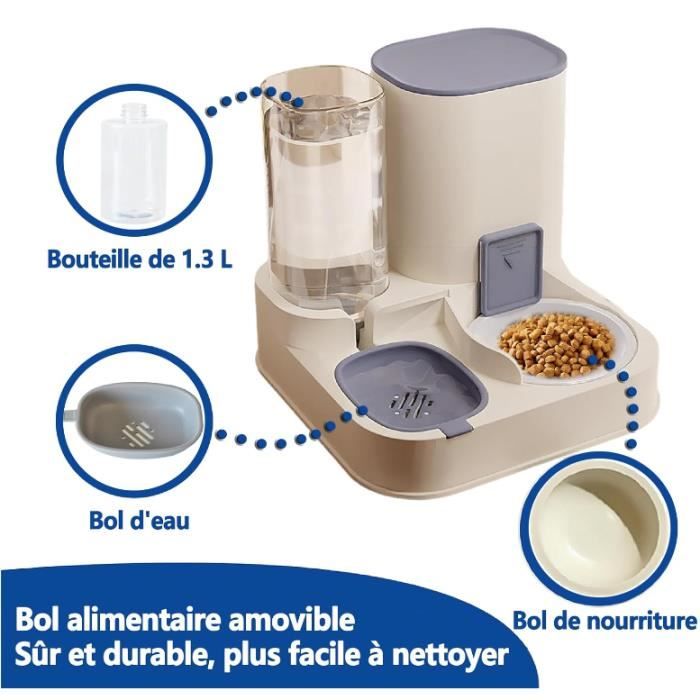 Distributeur Automatique Nourriture Et Eau Pour Chats/chien – 2 Réservoirs De 3,8 L – Alimentation Gravitaire – Sans BPA, Facile à Nettoyer