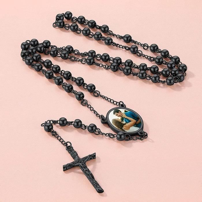 Collier croix or, pendentif croix homme femme, bijou religieux chrétien, chaîne acier inoxydable, pendentif chapelet - Montres & Bijoux