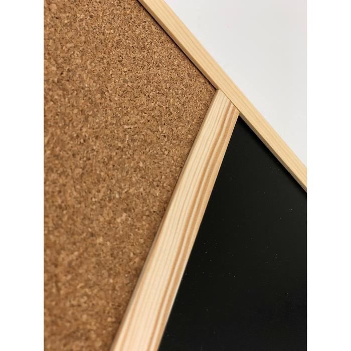 OfficeTree Tableau Mixte Magnétique 60x40 Cm – Ardoise Noire + Liège Avec Accessoires, Tableau Mural Cuisine & Bureau