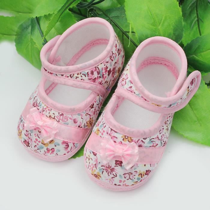 Chaussons zippés bébé fille fabriqués en France - rose imprimé, Chaussures