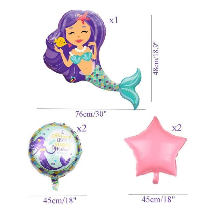 Sirène anniversaire décoration fille 7 ans , kit de guirlande de ballons de  sirène, ballons de queue de sirène, ballon en alu[314] - Cdiscount Maison