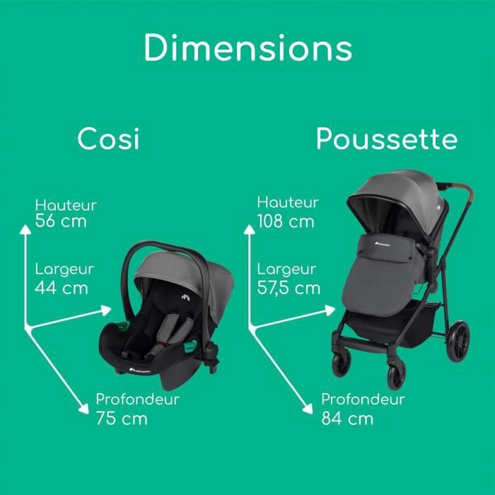 BEBECONFORT HAZE Poussette 3 en 1 i-Size - Nacelle + Siège auto Gr0+ Habillage  pluie inclus - naissance jusqu'à 22Kg, Tinted Gray - Cdiscount Puériculture  & Eveil bébé