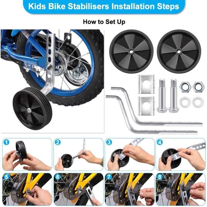 Set Stabilisateur Velo Enfant 12 20 Roulette Pour Enfant Avec Vis Roues Noir Supports de Roues et Cle de Velo Roues d Entrainement Cdiscount Sport