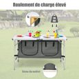 COSTWAY Table de Camping Portable avec 2 Compartiments de Rangement Réglable en Hauteur Table Jardin Compacte pour Pique-Nique-3