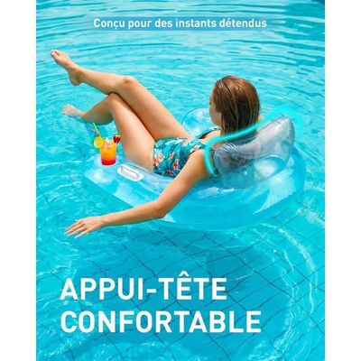 Hamac Gonflable Piscine Weeupolfun – 2 Pièces Motif Palmier, 4 Positions (hamac/chaise/transat/siège), Capacité 250 Lbs