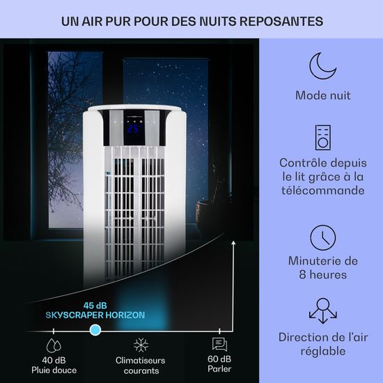 Rafraîchisseur D'Air Klarstein 5 En 1 - Climatiseur Mobile, Humidificateur, Ventilateur, Ioniseur - 80W, Débit 462m³/h, App Control