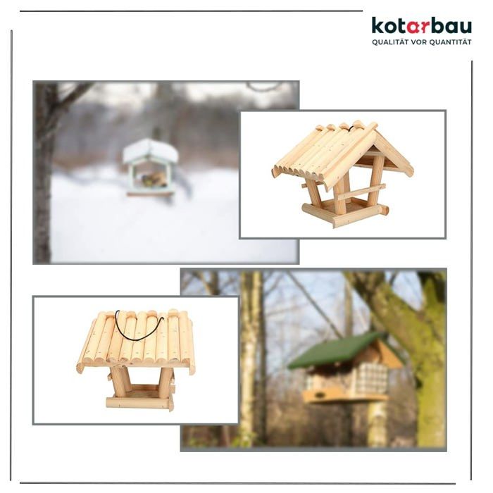 Mangeoire à Oiseaux Kotarbau En Bois Avec 0,5 Kg De Nourriture - Suspendue Pour Balcon Et Jardin