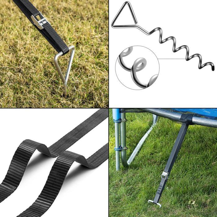 Set De 8 Piquets D’ancrage Pour Trampoline – 30,5 Cm, Acier Galvanisé, Avec Crochet En T, Résiste Au Vent, Universel (jambe Jusqu’à 5,1 Cm)