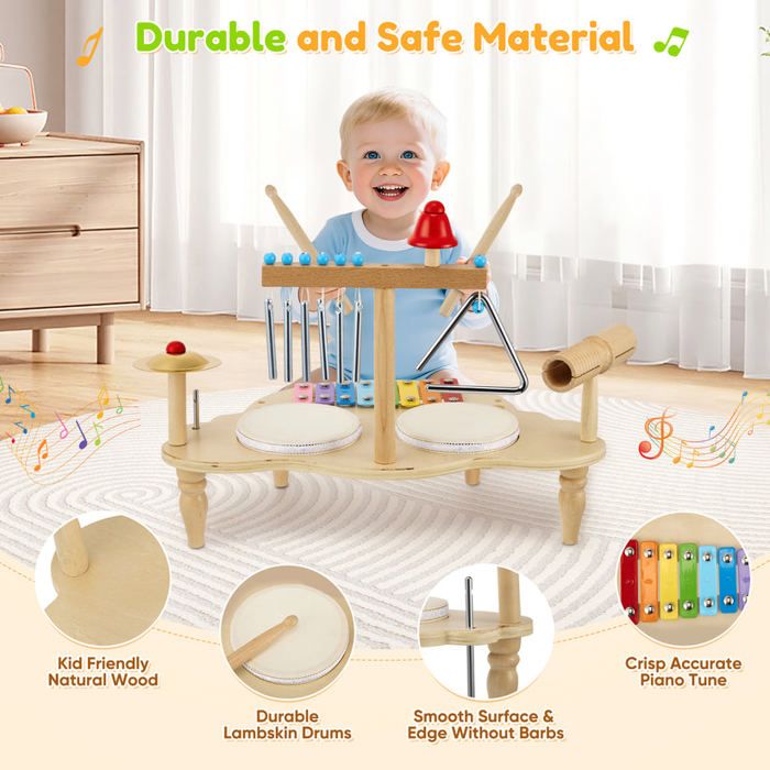 Instruments de Musique pour bébés – Jouets musicaux Montessori pour Enfants, Ensemble d'instruments à Percussion en Bois, Jouets musicaux aux Couleurs Neutres, Cadeaux pour Les Tout-Petits Instruments de Musique pour bébés – Jouets musicaux Montessori pour Enfants, Ensemble d'instruments à Percussion en Bois, Jouets musicaux aux Couleurs Neutres, Cadeaux pour Les Tout-Petits