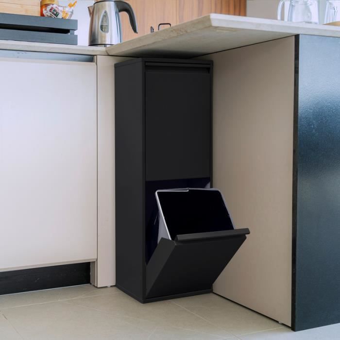 ARREGUI Basic CR206-B Poubelle De Recyclage Cuisine 2 Bacs | 2 X 17 L (34 L) | Tri Sélectif 2