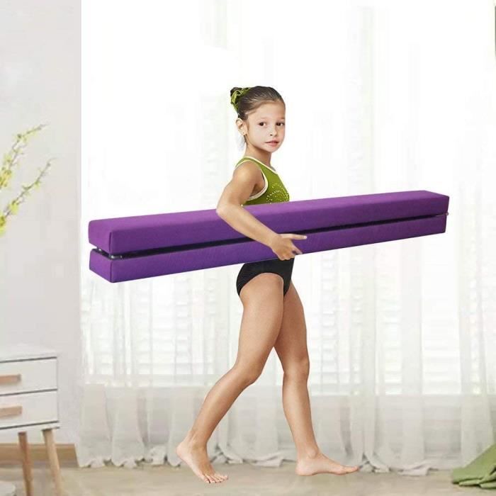 Poutre De Gymnastique Pliable 2,1 M – Revêtement Daim, Pieds Antidérapants, Charge 120 Kg