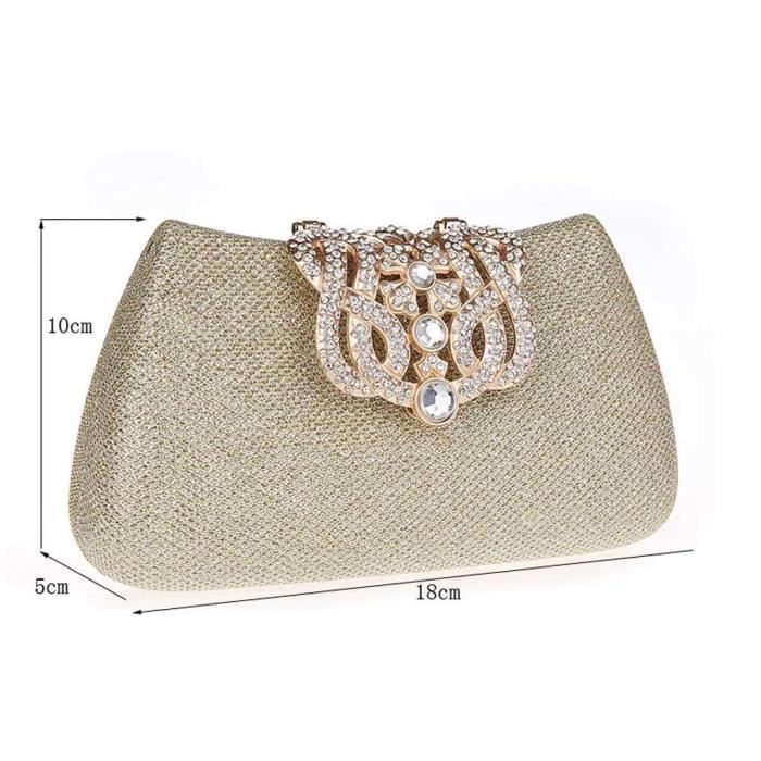 Pochettes Élégant Luxueux Sac a main de Soiree Pochette Soirée Mariage  Strass Boucle Pochette de Soirée pour Femme Fille Champagne - Cdiscount  Bagagerie - Maroquinerie