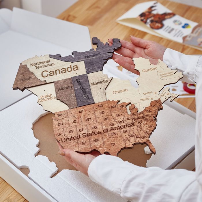 Carte du monde en bois 3D Multicolor M Creatifwood - Décoration Murale ...