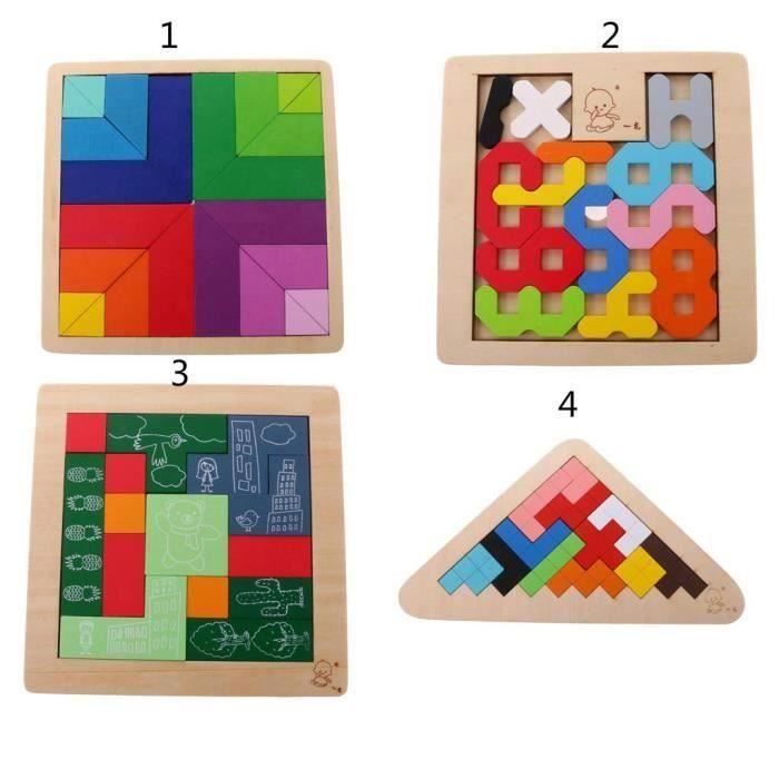 Generic Jeu de Puzzle 3D en Bois Type Tetris - Casse-Tête Éducatif pour