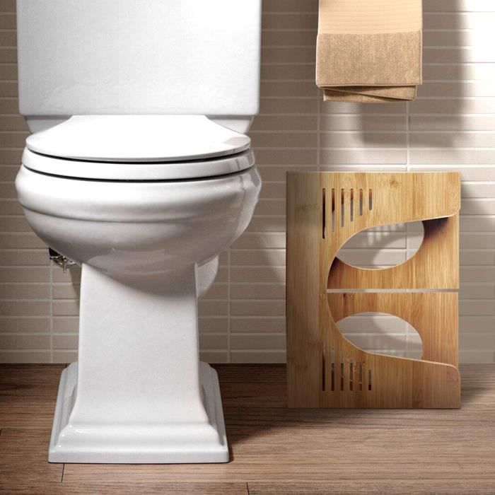 Tabouret Toilette Bois Pliable en Bambou