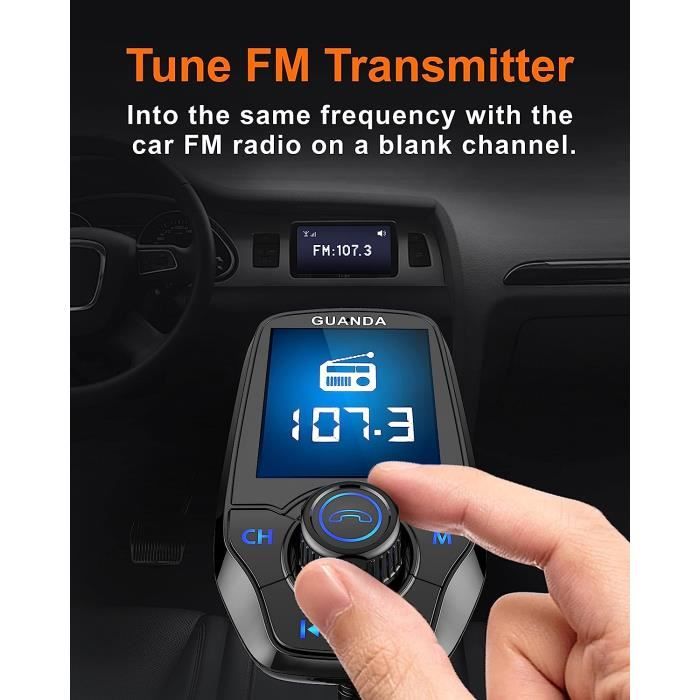 Transmetteur FM Bluetooth,Lecteur MP3 4 en 1 Adaptateur Voiture