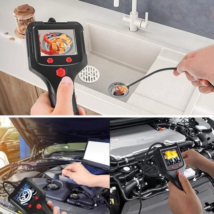 Endoscope Industriel Avec écran 5" - Double Objectif, LED, IP67, Câble 1,5m - Pour Inspection