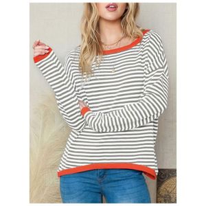 Pull Rayé Zippé Femme Col V Oversize Sweater Femme Pulls Grosse Maille Pullover Chandail Femme Gros Pull Tunique Tricot Ample Large Pull-Over Torsade Tricoté Femme Décontracté Grande Taille Beige S