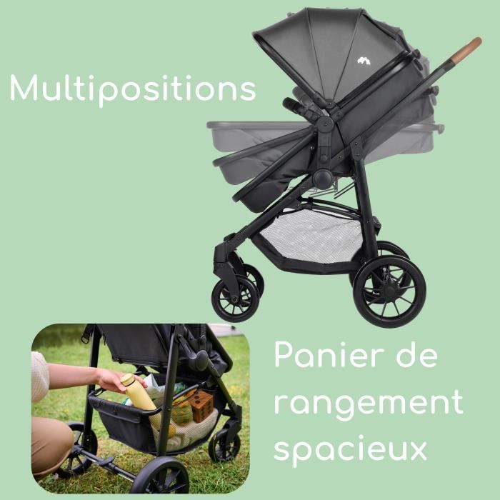 BEBECONFORT Poussette 2 en 1 Hello, avec nacelle intégrée, 4 roues, Black  Chic, de la naissance à 4 ans (22kg) - Cdiscount Puériculture & Eveil bébé