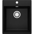 Evier Cuisine en Granit Noir Metallic, 43 x 50 cm, Évier 1 bac + Kit de Vidage, Évier Encastrer au meuble 45cm de Primagran-0