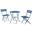 Salon de Jardin Bistro Pliable - HUOLE - Table Ronde Ø 60 cm avec 2 chaises Pliantes - bleu foncé-0