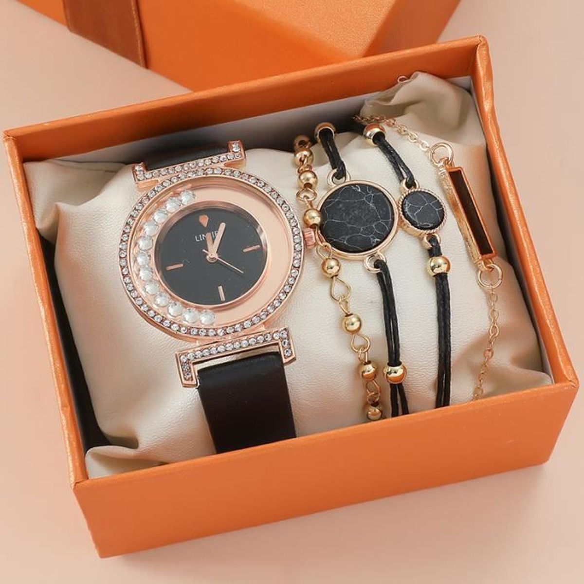 BOÎTIER BOÎTE COFFRET Avec Vitrine Porte- Montres Bracelets en Bois 6 Places Lac EUR 62,97