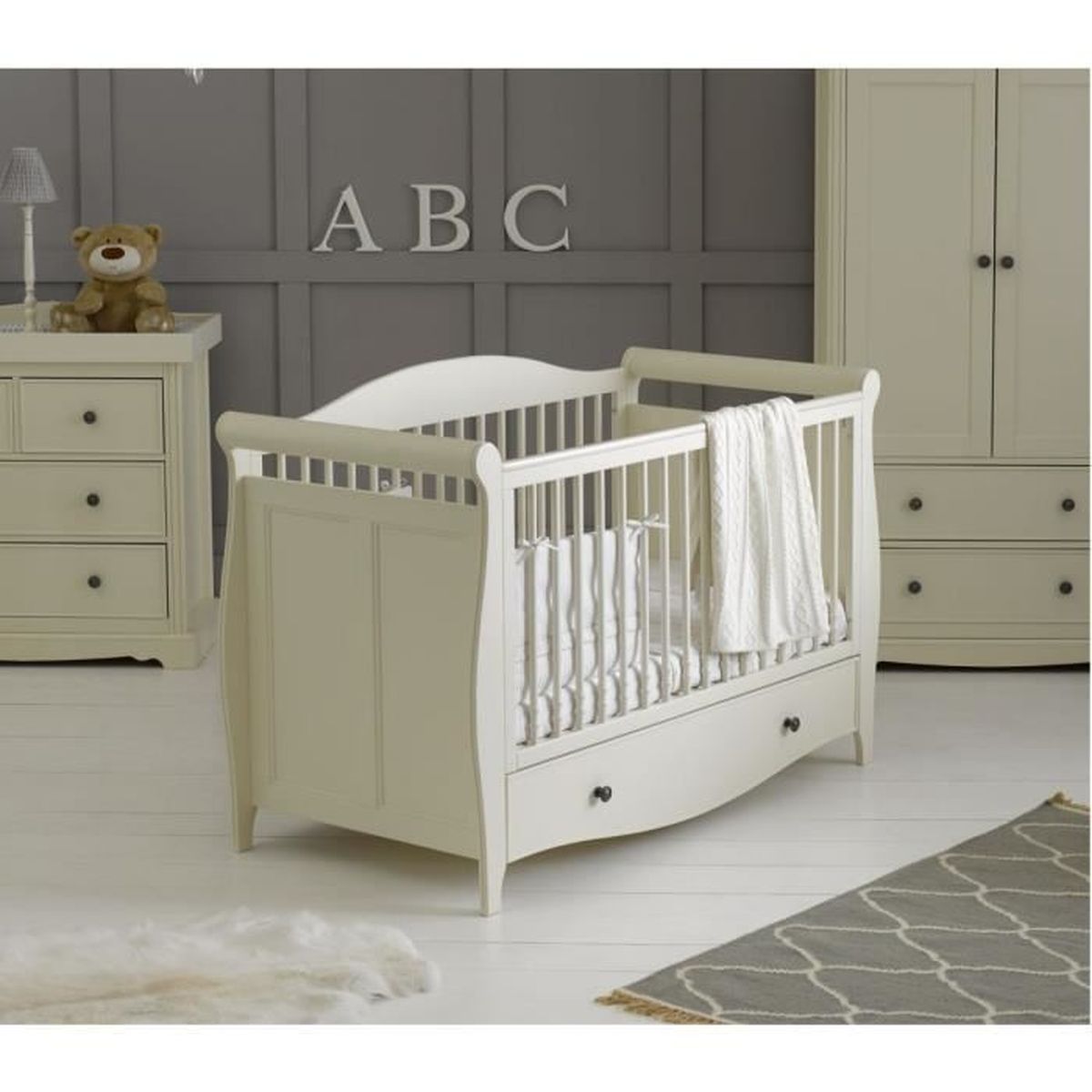 Lit Bebe Evolutif Vintage Blanc 70x140 Cdiscount Maison