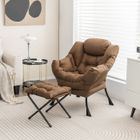 Fauteuil de Salon - RELAX4LIFE - 2 en 1 -Repose-Pied Pliable - Fauteuil Relax avec Oreiller - Poche Latérale - Charger 150 KG -Café