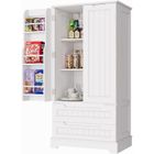 Bealife Sideboard - Meuble De Rangement Haut Blanc - Meuble De Rangement Alimentaire 2 Tiroirs 2 Portes - 60X40x120cm