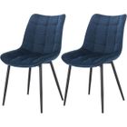 WOLTU Lot de 2 Chaises de salle à manger, Chaise de cuisine scandinaves en velours, Pieds en métal, Bleu W0ATT0087-2