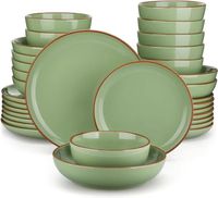 vancasso Assiettes NYMPH, 32 pièces Service de Table en Grès , ensemble de vaisselle pour 8 personnes - Vert