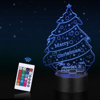 Veilleuse LED 3D Lampe,avec 16 Couleurs Changement et Smart Touch & Télécommande Lampe de Chevet Enfants Cadeau Sapin de Noël