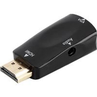 Akozon HDMI vers VGA Adaptateur convertisseur HD 1080P HDMI femelle vers VGA femelle avec câble de sortie audio 3,5 mm noir