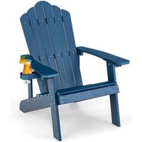 GOPLUS Chaise de Jardin Adirondack avec Dossier Ergonomique&Inclinable, Fauteuil d’Extérieur Résistant aux Intempéries (Bleu)