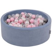 Piscine À Balles Pour Bébé KiddyMoon 90X30cm-200 Balles 7Cm - Bleu Glacier: Perle-Gris-Transparent-Rose Poudré
