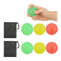 6 x Fingertrainer Ball, Quetschbälle für Handtraining & Stressabbau, inklusive Schnürbeutel, 5 cm Ø, gelb/rot/grün - 4052025311803