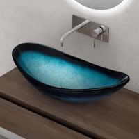 Vasque à poser en verre bleu SO GOOD Minerva08 - Ovale 53,5x35,5x16 cm