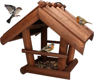 MANGEOIRE - TRÉMIE Mangeoire pour oiseaux en bois naturel Marron fonc