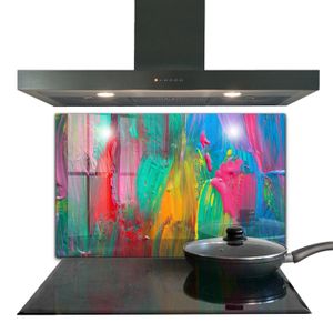 CREDENCE Fond de hotte - Decortapis - 100 x 70 cm - Verre trempé - Texture De Peinture Colorée