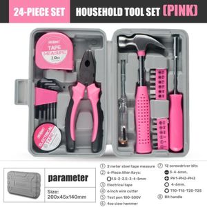 PINCE ELECTRICIEN 24 pièces rose - Ensemble d'outils ménagers généra