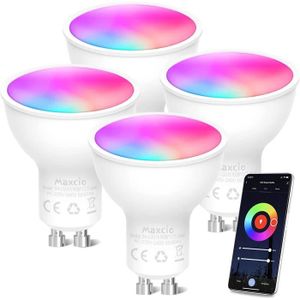 Contrôle de Groupe Partagé Avec La Famille,5w Ampoule GU10 Couleur Ampoule Led Intelligente GU10 GU10 1 Pack Contrôle des Ampoule WiFi Par Voix et APP Compatible Avec Alexa et Google Assistant 