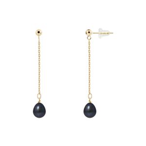 Boucles D'oreilles Pendantes Argent Massif 925 Avec Perles Noires - Neuf Sans Emballage