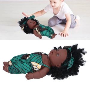 POUPÉE VGEBY poupée bébé fille noire 35cm Reborn Baby Dolls Bébé Africain Fille Peau Noire Cheveux Bouclés Vinyle Poupée Enfant
