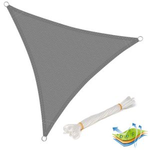 VOILE D'OMBRAGE Voile d'ombrage triangulaire WOLTU en HDPE 4x4x4m Gris - Protection UV pour jardin ou camping