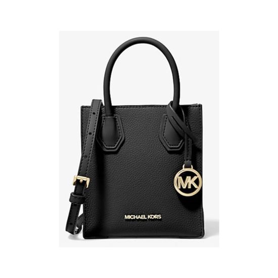 Michael Kors Extra Small Mercer Petit sac a bandouliere en cuir graine PVC noir Cdiscount Bagagerie Maroquinerie