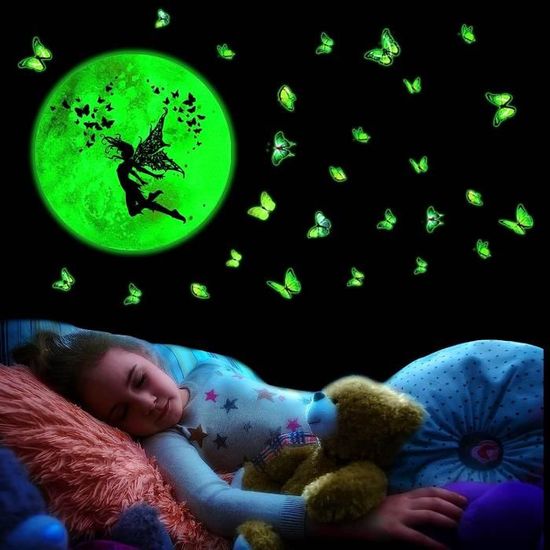 Autocollants Papillons Luminescents Pour Chambre - Multicolore - Brillent Dans Le Noir - Déco Enfant - 2 Tailles
