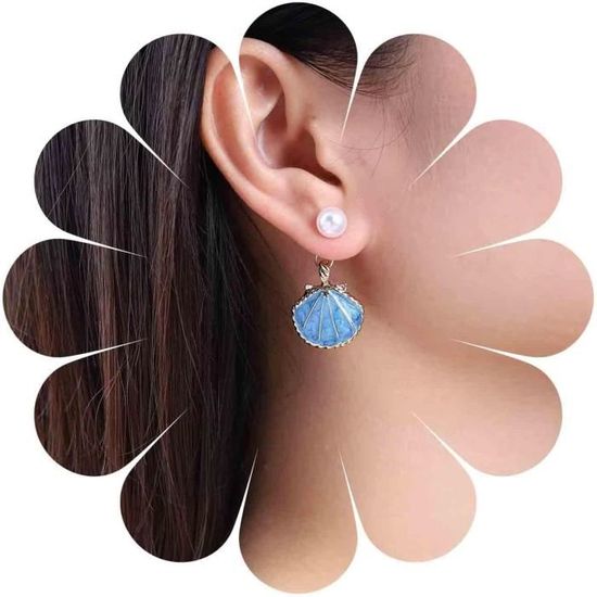 Boucles D'Oreilles Fleur Bleue Wendalern - Style Boho Émaillé | Bijoux Femme Fleuriste | Pendentif Floral Pour Tenue Élégante