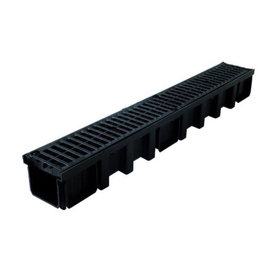 Caniveau 1m grille polyamide B125 largeur 130 noir