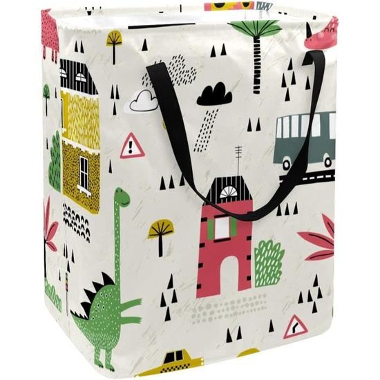 Panier Rangement Circulaire Dinosaures - Panier à Linge Pliable Oxford Grand Format